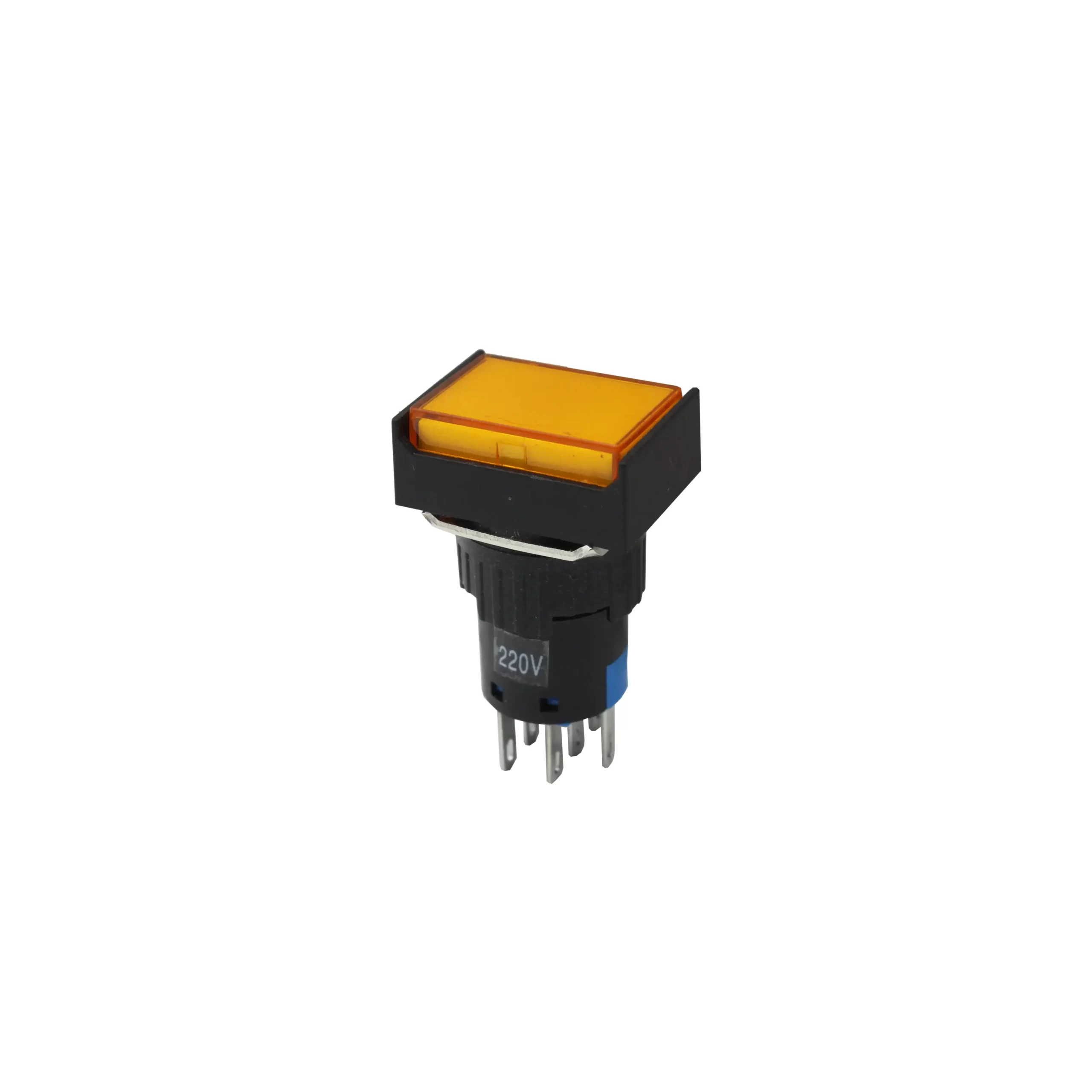 PUSH BUTTON 16MM LED SPRING RETURN RECTANGULAR LA16-R22D YELLOW