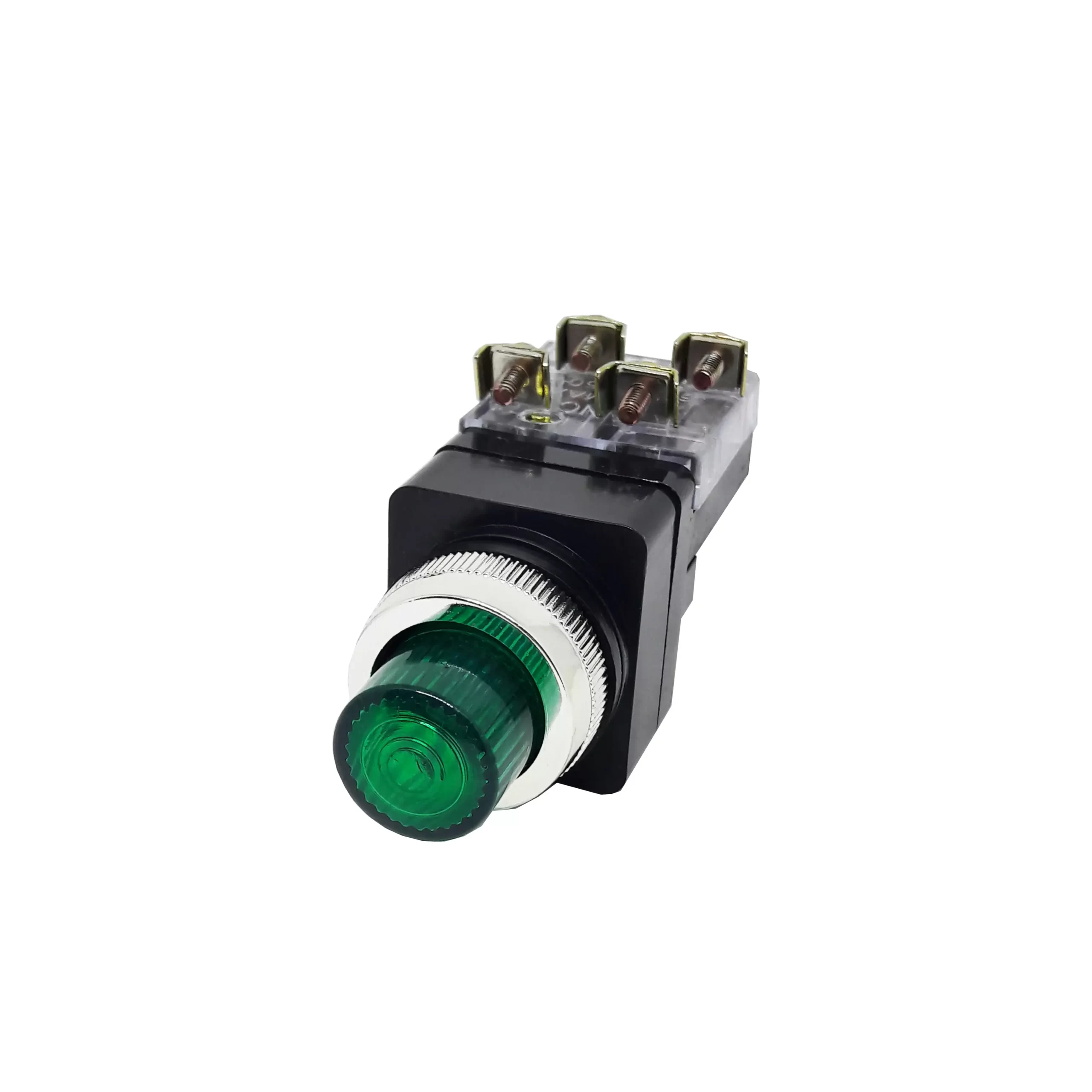 PUSH BUTTON FIXED CONTACT 25MM LED SPRING RETURN PB25-11D GREEN