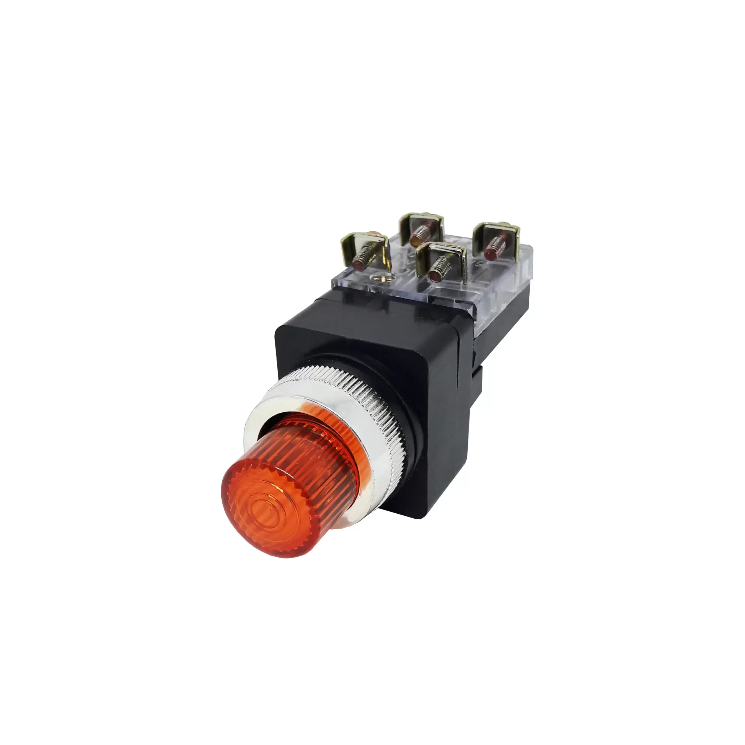 PUSH BUTTON FIXED CONTACT 25MM LED SPRING RETURN PB25-11D YELLOW