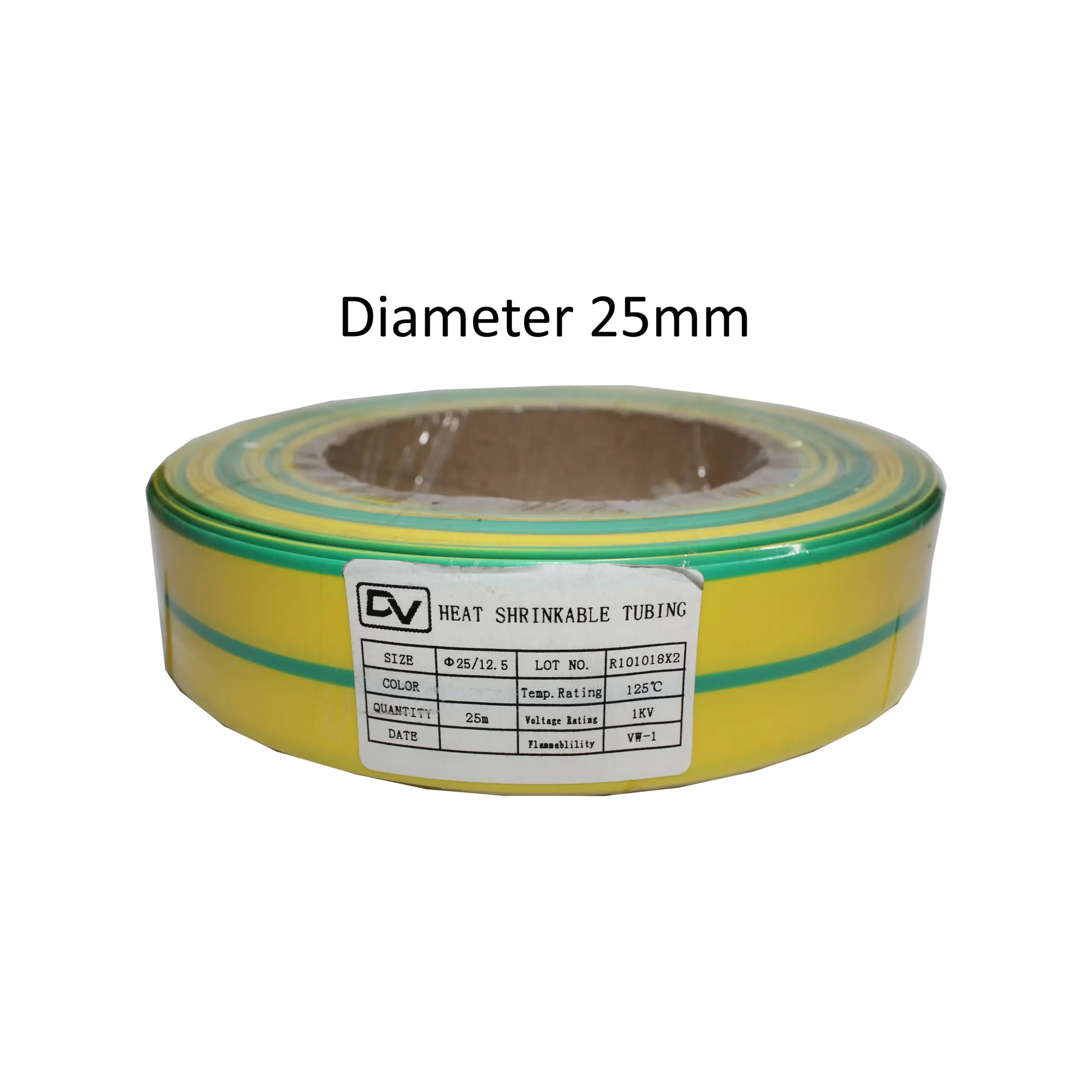 HEATSHRINK 25MM DHS-25 GREEN-YELLOW