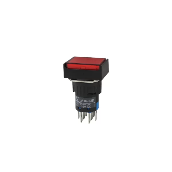 PUSH BUTTON 16MM LED SPRING RETURN RECTANGULAR / LA16-R22D