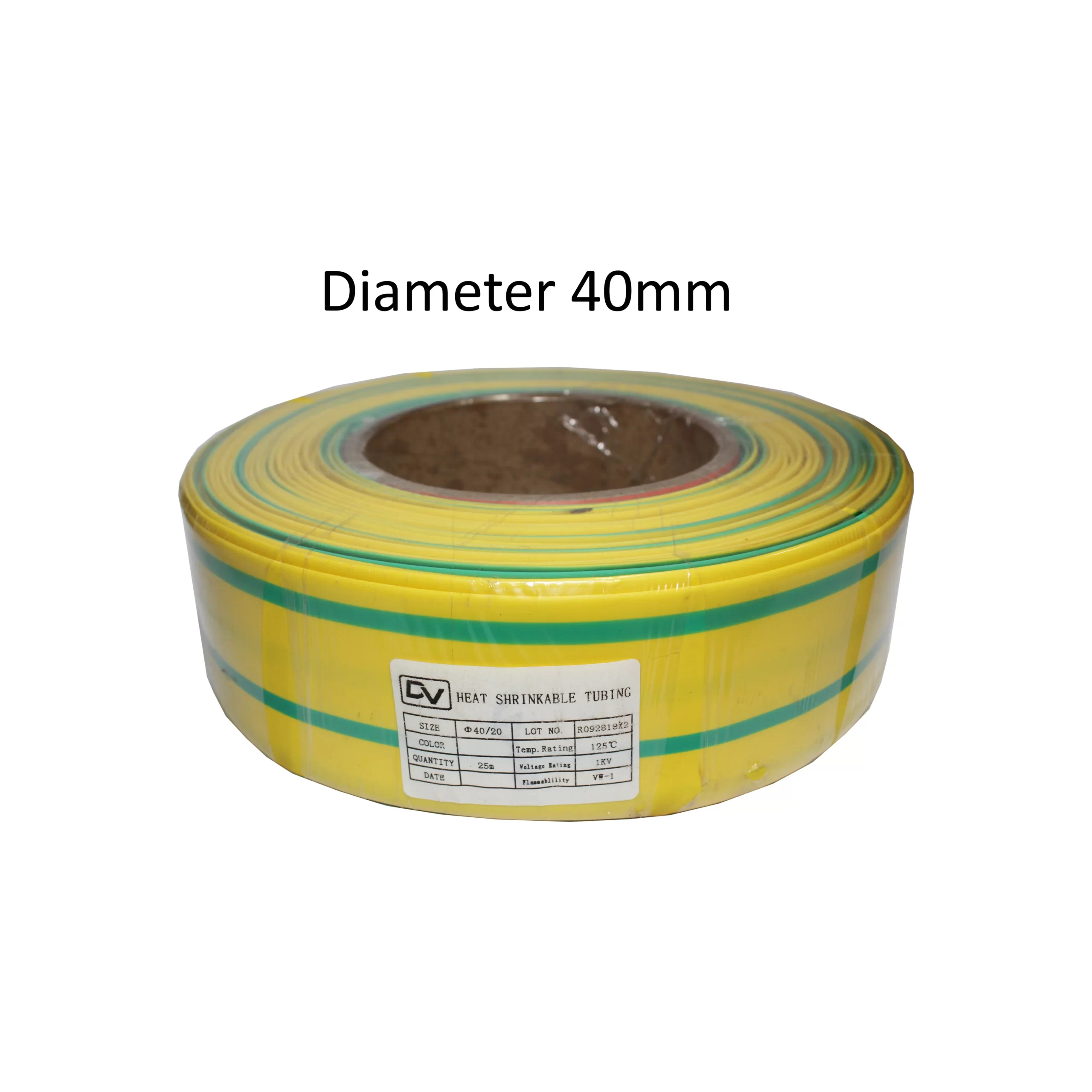 HEATSHRINK 40MM DHS-40 GREEN-YELLOW